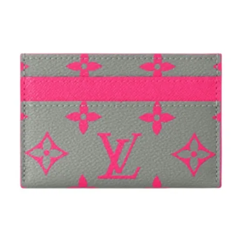 LOUIS VUITTON Color Block Design Card Holder Men's Gray & Pink