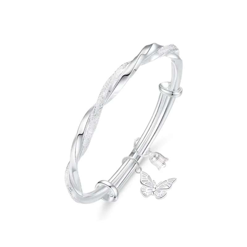 JOYDINNY Sterling Silver Bangles Unisex-0