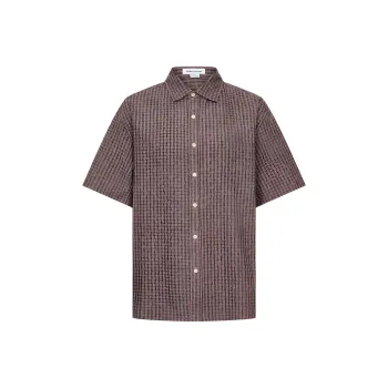 URBAN REVIVO Shirts Men Brown Red Plaid