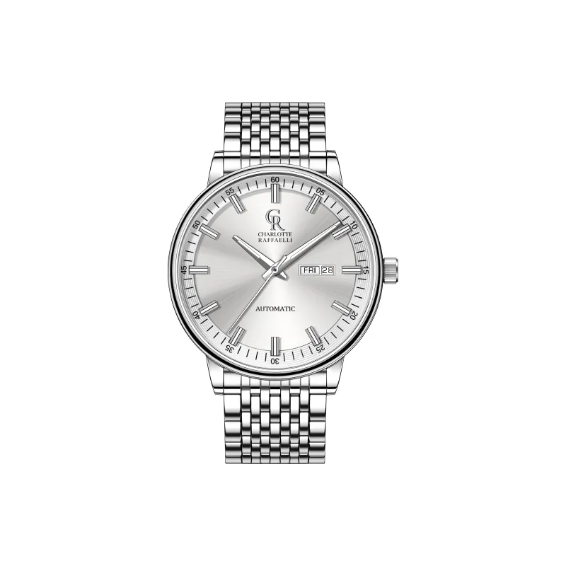 CHARLOTTE RAFFAELLI· Wrist Watch Automatic Mechanical Movement Steel Strap Black Dial Men's Watches Gift Box Set-5