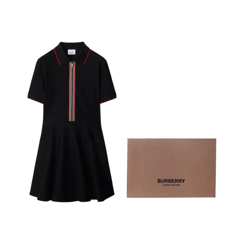 Burberry Short Sleeved Dresses Women's Black-4