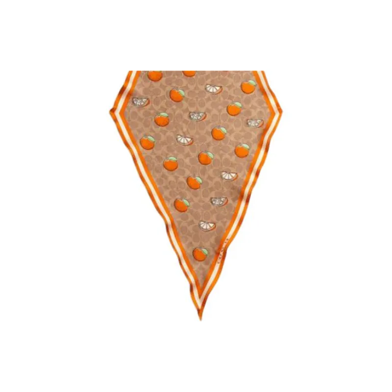 COACH Silk Scarves Unisex Orange-2
