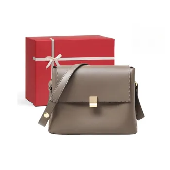 CNNCOO Cow Leather Shoulder Bag Women's Dark Brown/Light Brown