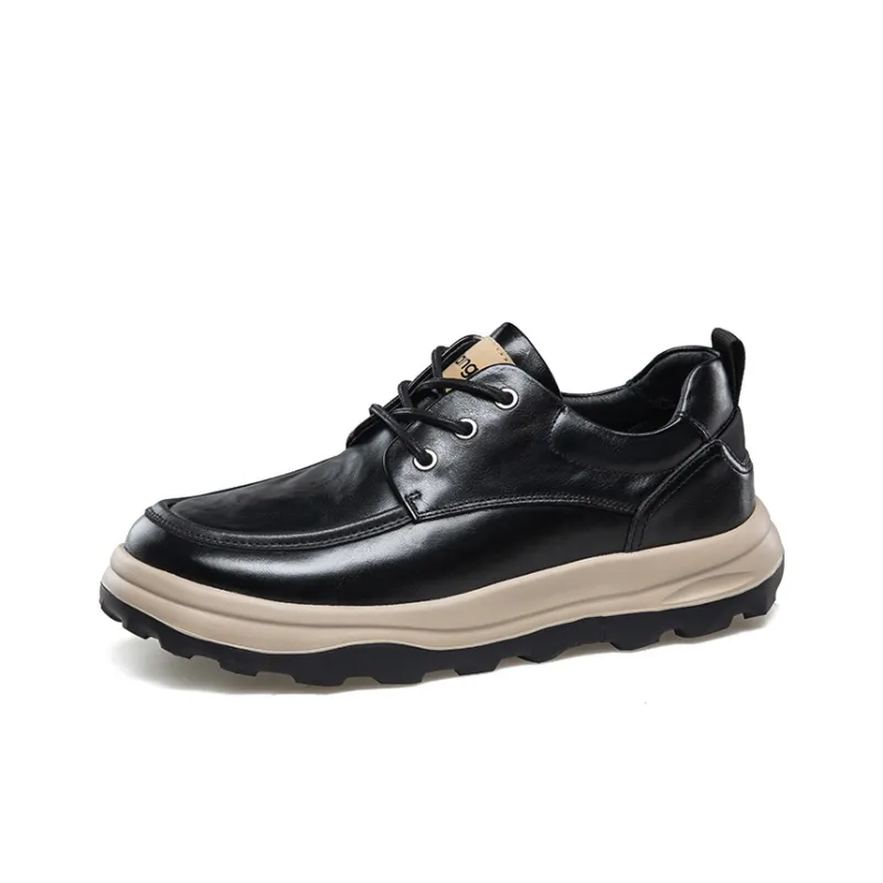 KANGNAI Lightweight Height Increasing Low Top Casual Shoes Men's Black-1
