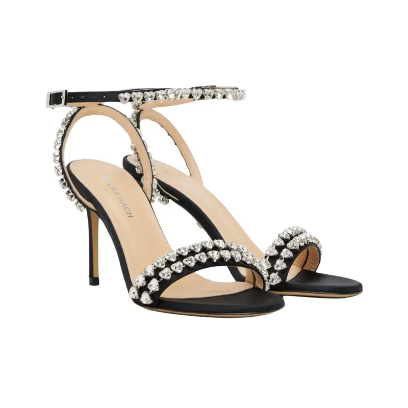 MACH & MACH Audrey One Strap Sandals 8.8cm Women's Black-3