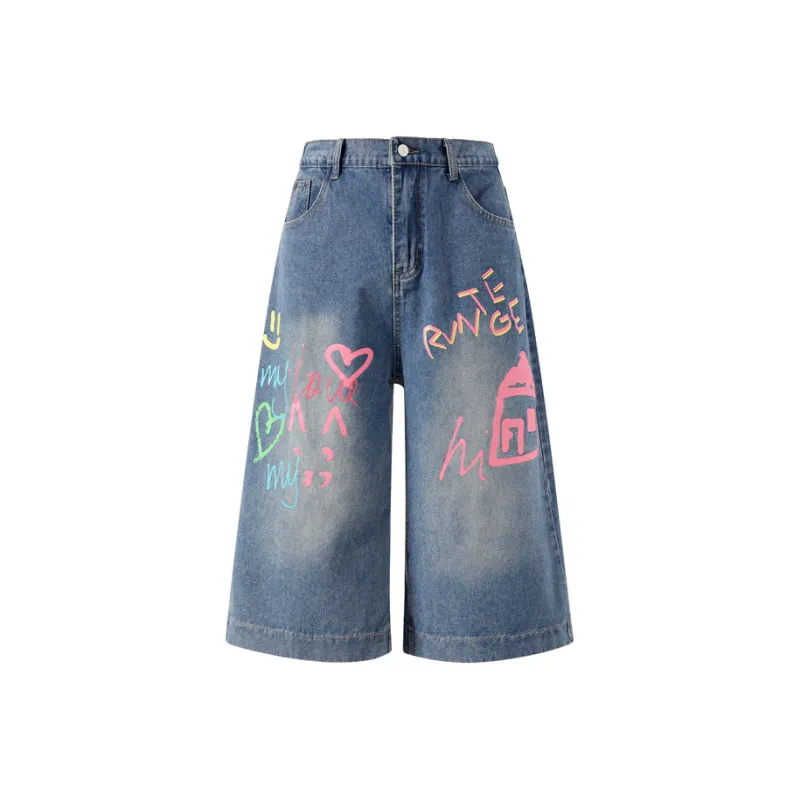 HKRXEC Denim Shorts Men Blue-0