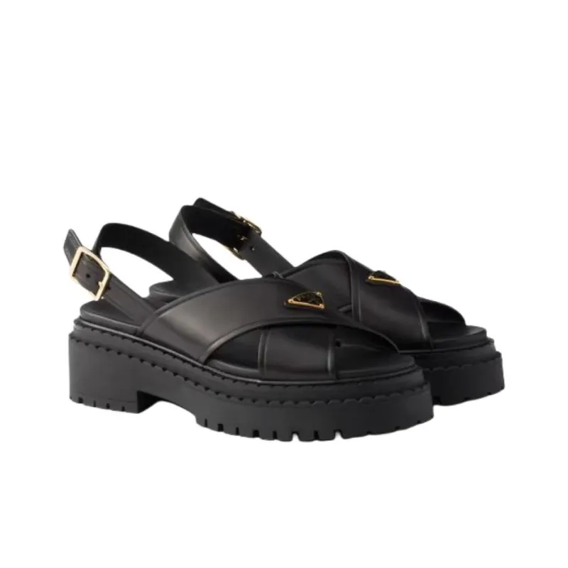 PRADA One Strap Sandals 5.5cm Women's Black-2