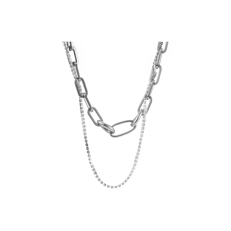 ACIUM Double Strands Layering Collarbone Chain, Titanium Steel Non Oxidizing, Plain Chain Necklaces Unisex-0