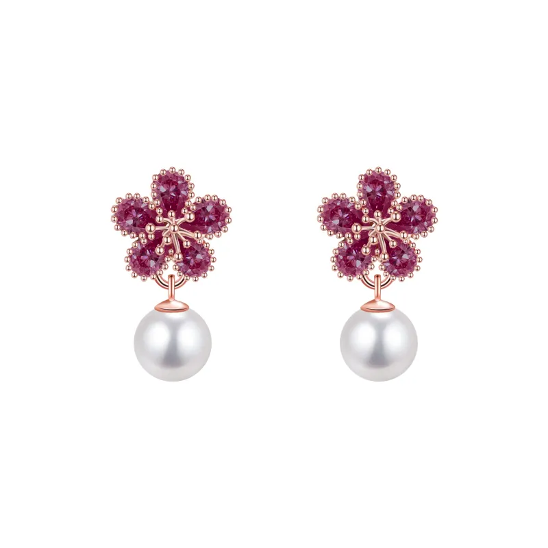 KEYS VIA Copper Alloy, Faux Pearl, Synthetic Cubic Zirconia S925 Sterling Silver Stud Earrings Women's-0