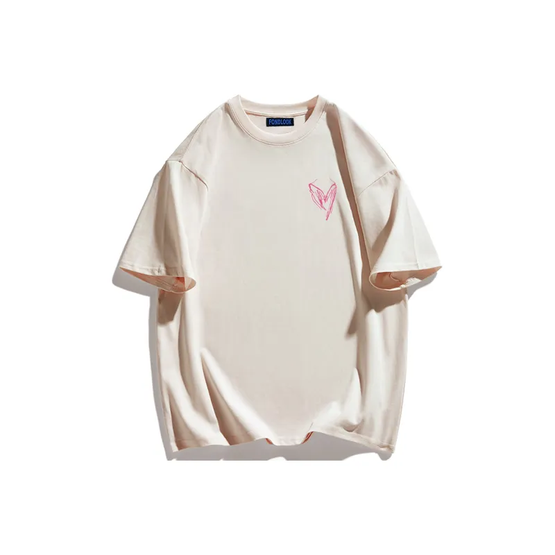 FONDLOOK T Shirts Unisex Light Beige Apricot-1