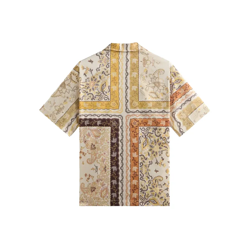 KITH SS25 Panelled Bandana Thompson Camp Collar Shirt Men's Sand-1