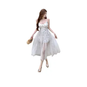 GUOZHEN Slip Dresses Women's White