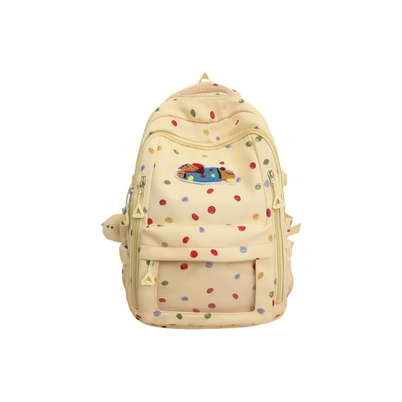 BUBM Nylon Backpack Regular Unisex White/Yellow/Light Blue-6