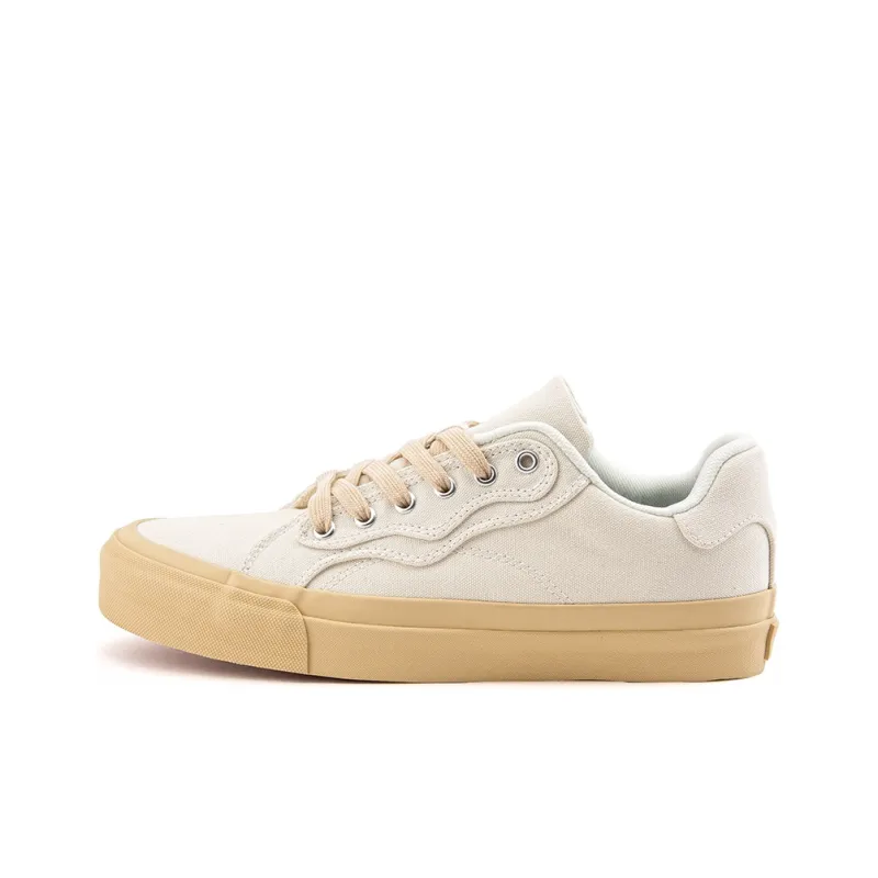 WANSWER Slip Resistant Shock Absorbers With Abrasion Resistant Properties Low Top Skateboard Shoes Unisex Oak White-0