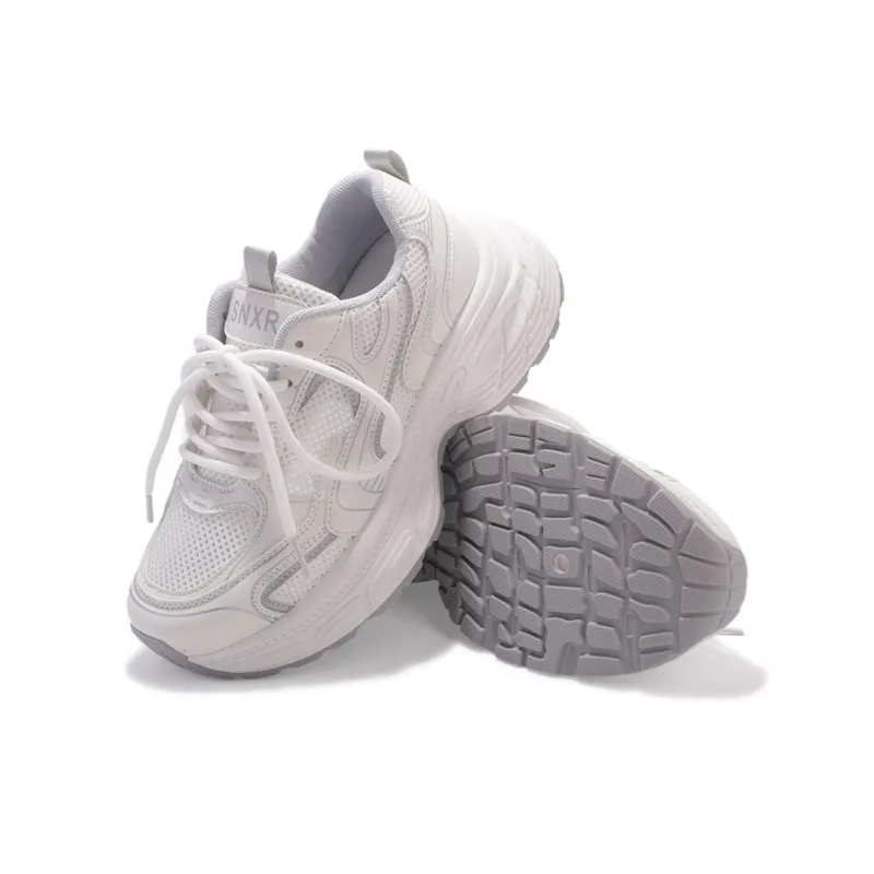 SNXR Shock Absorbers With Slip Resistant Features Low Top Chunky Sneakers Women's White Gray-5