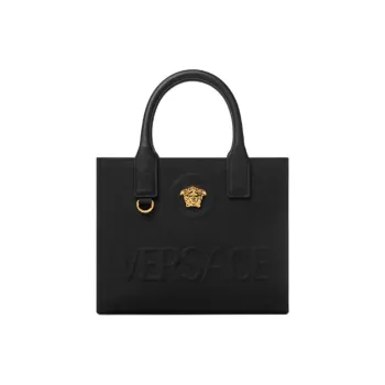 VERSACE La Medusa Cotton Canvas Bag, Tote Bag, Shopping Bag, Shoulder Bag, Handbag Mini Women's Black