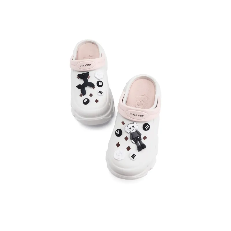DHARRY Clogs Women's White Pink-2