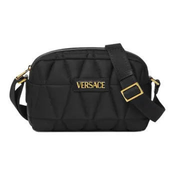 VERSACE Myth Nylon Messenger Bag, Crossbody Bag, Shoulder Bag Men's Black