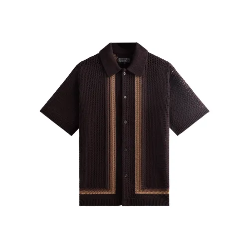 KITH SS25 Thompson Crochet Buttondown Shirt Men's Yellow Earth Color