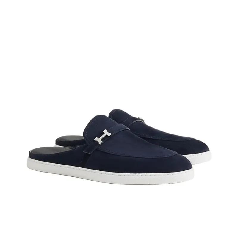 HERMES Closed Toe Slippers Men's Dark Blue-2