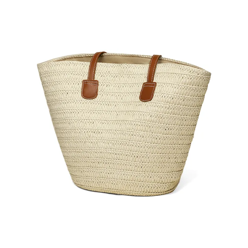 COMELY Fabric Tote Straw Bag, Handbag, Shoulder Bag, Shoulder Bag Regular Women's Ecru-3