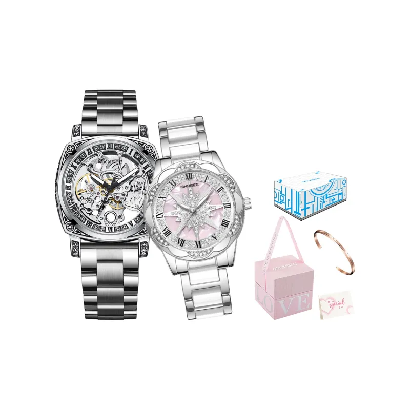 MXXSEE Automatic Mechanical Movement Stainless Steel Watchband Watch Unisex Cut Out Dial-3