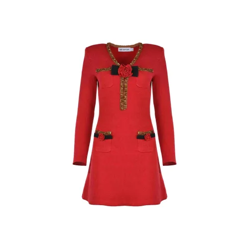 Self portrait Long Sleeved Dress Women's Red