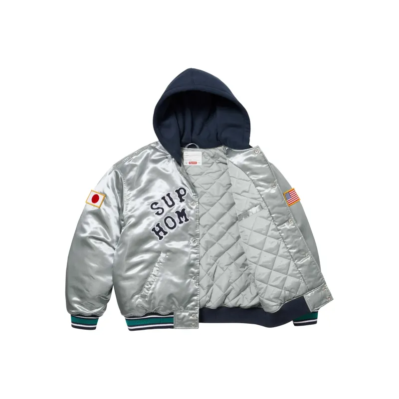 Supreme Homerun Satin Hooded Varsity Jacket-6