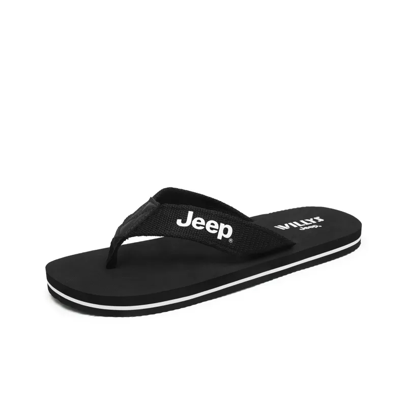 Jeep Rubber Sole Quiet Odor Resistant Abrasion Resistant Slip Resistant Quick Dry Flip Flops Unisex-1