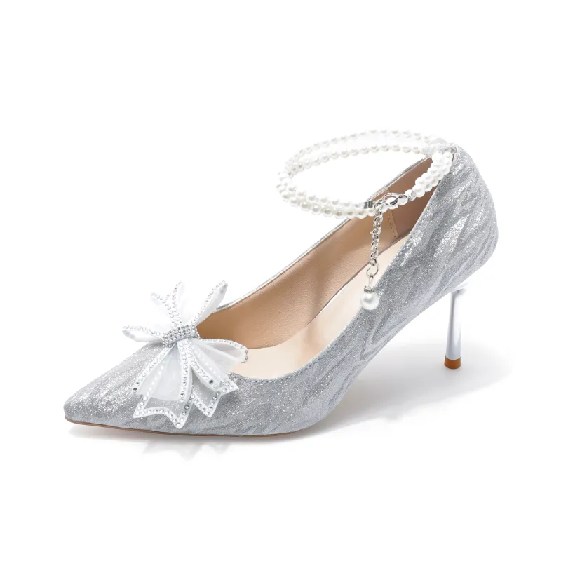 Be Good Slim Heel High Heels Women's Silver-1