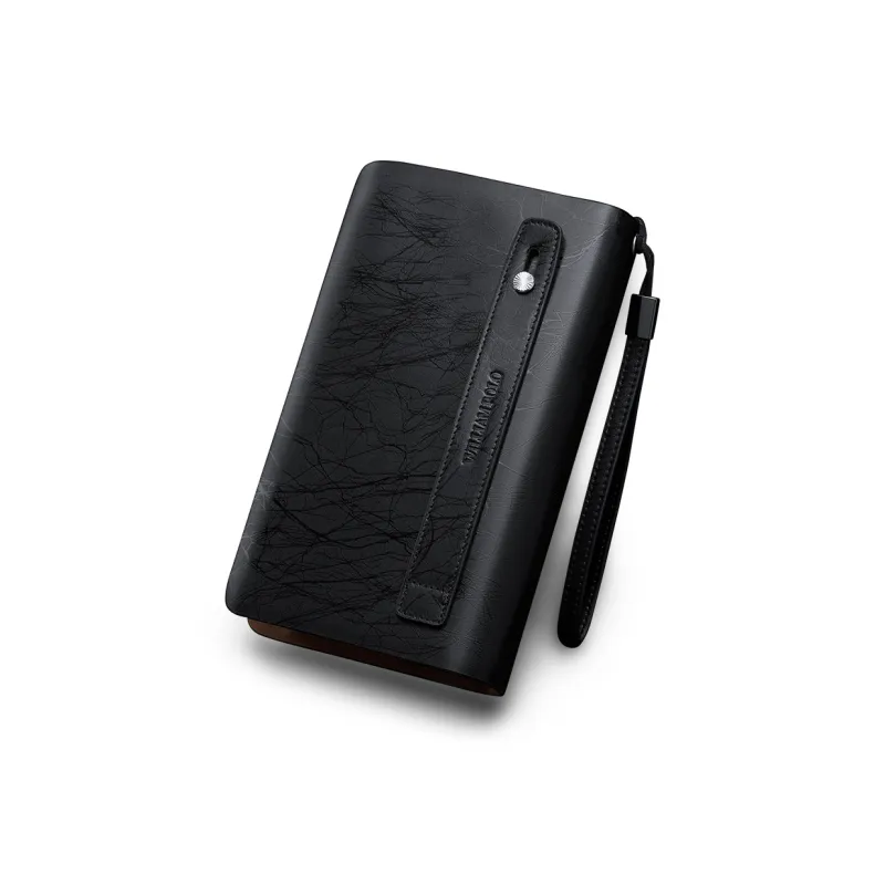 WilliamPOLO Cow Leather Clutch Men's Black/Coffee-2