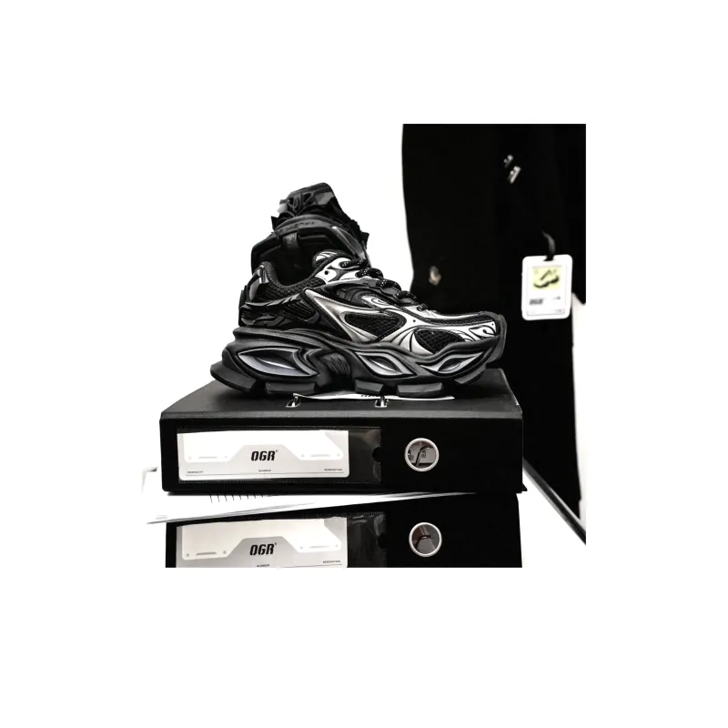 OGR Chunky Sneakers Unisex Low Top Black Silver-7