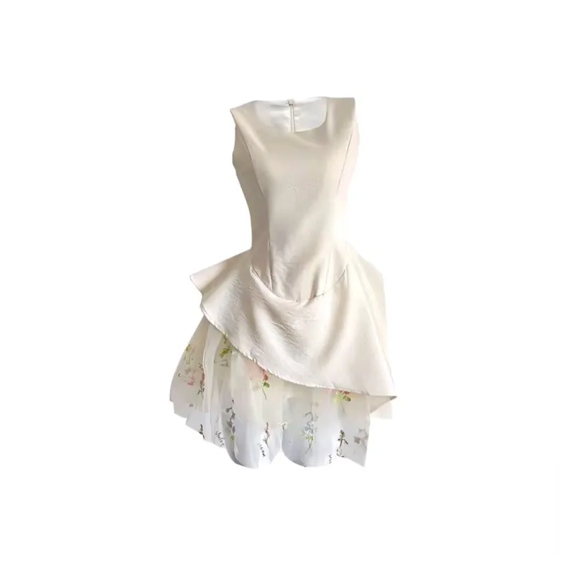 PZGE Sleeveless Dresses Women's White Tank Dress-0