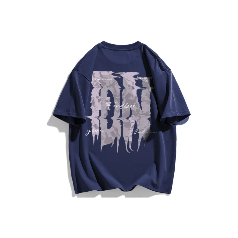 FONDLOOK T Shirts Unisex Navy Blue-0