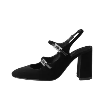 HERMES Jackie Chunky Heel High Heels 9cm Women's Black