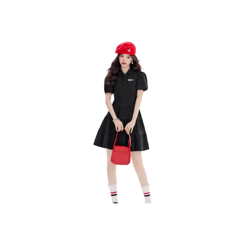 GUAILILUOLI Short Sleeved Dress Women's-5