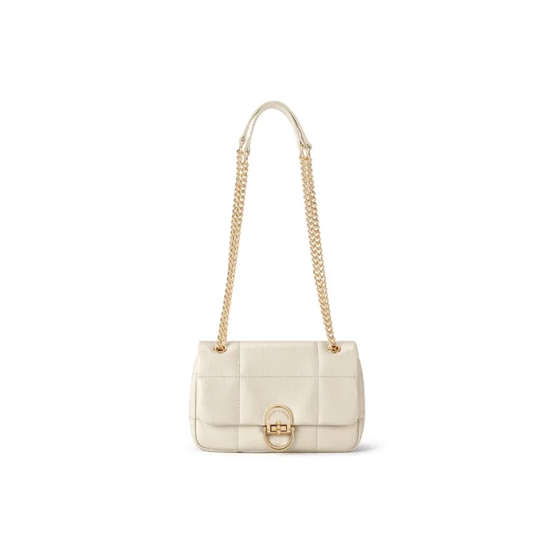 CNOLES Cow Leather Shoulder Bag, Underarm Crossbody Bag Trumpets Women's White Chocolates-0