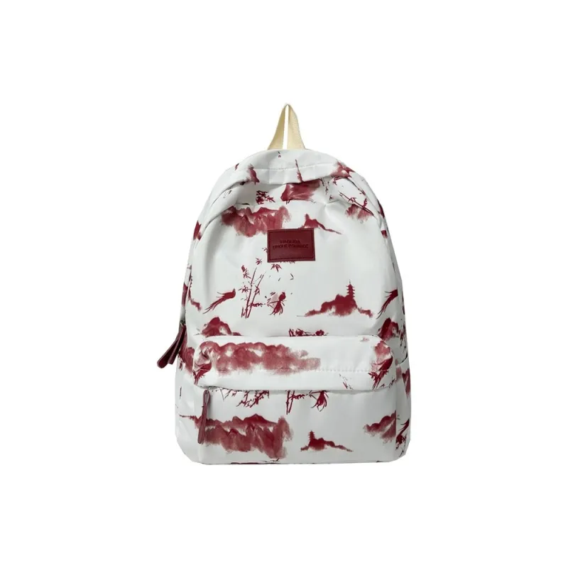 Parker Bear Composite Cloth Backpack Unisex Gray/Red/Green/Cherry Blossom Pink-5