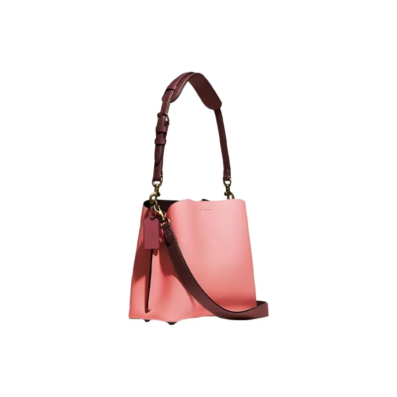COACH Willow Leather Bucket Bag, Crossbody Handbag Trumpets Women's Peach Pink-1