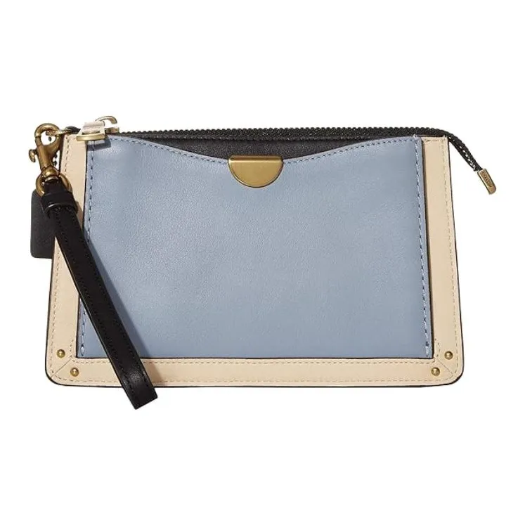 COACH Dreamer Leather Clutch Medium Size Women's Morandi Blue-1