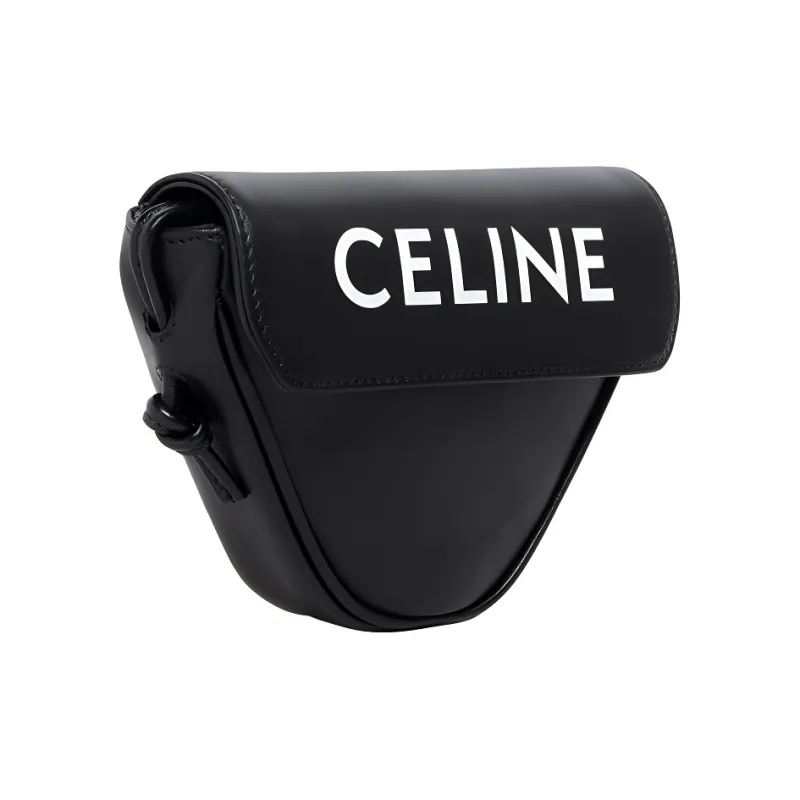 CELINE Smooth Cow Leather Shoulder Bag Crossbody Bag Mini Men's Black-2