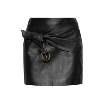 VERSACE Leather Short Skirts Women's Black