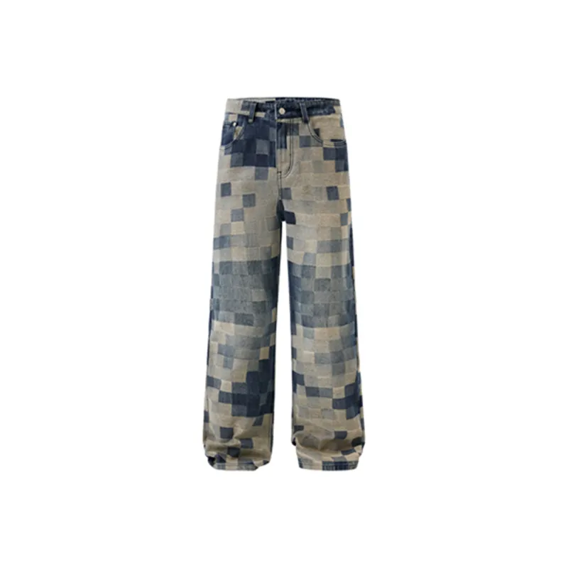HKRXEC Jeans Men Vintage Blue-0