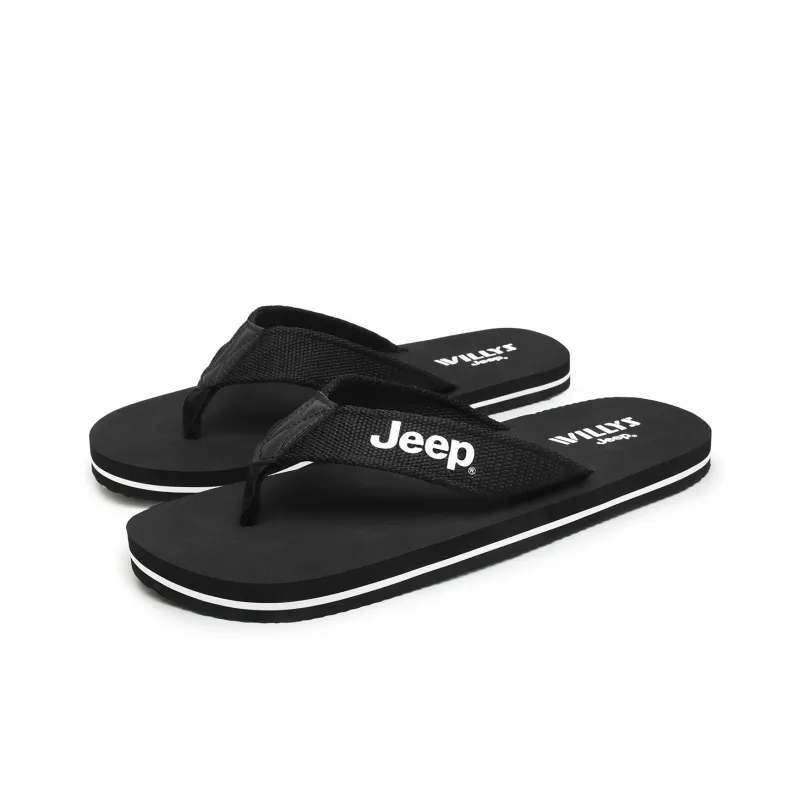 Jeep Rubber Sole Quiet Odor Resistant Abrasion Resistant Slip Resistant Quick Dry Flip Flops Unisex-2