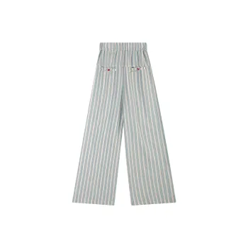 HELEH Casual Pants Women's Green Stripes