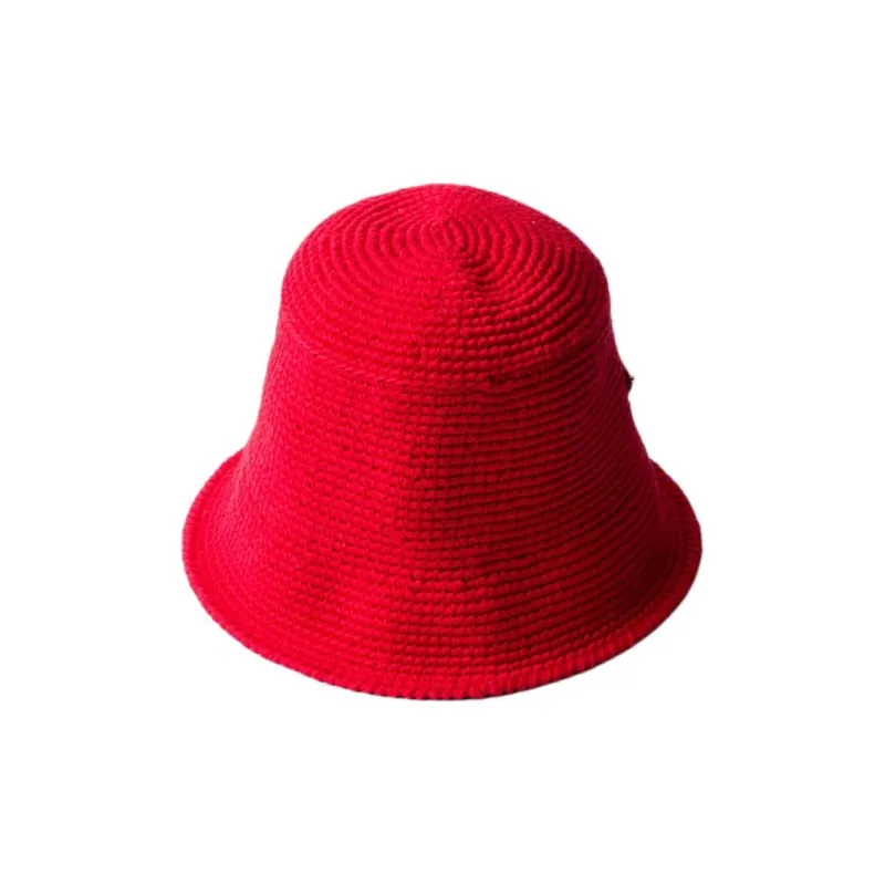 PRADA Faux Raffia Bucket Hats Women's Red-1