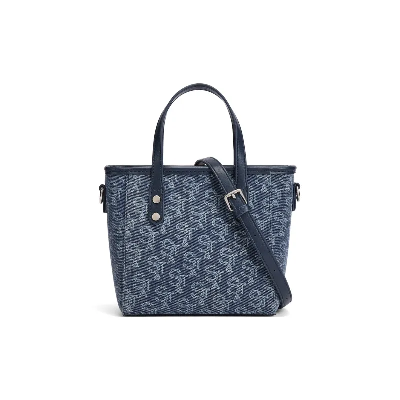 ST&SAT Fabric, Synthetic Leather Crossbody One Shoulder Handbag Regular Women's Blue-1