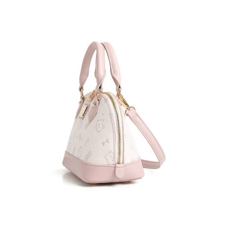 NOMK PU One Shoulder Handbag Women's Cherry Blossom Pink/Apricot-2