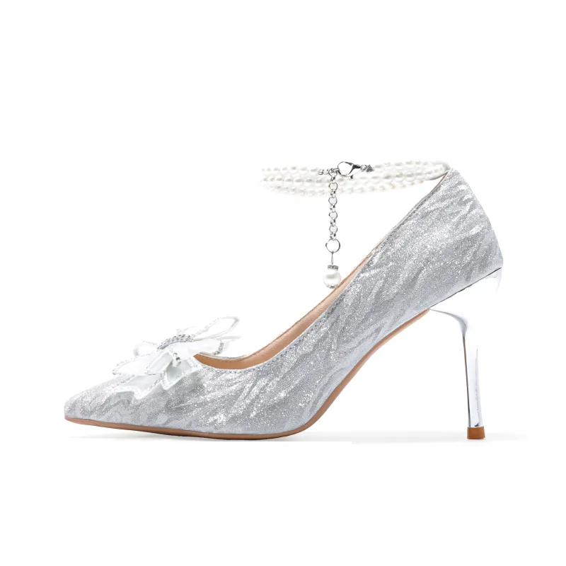 Be Good Slim Heel High Heels Women's Silver-0