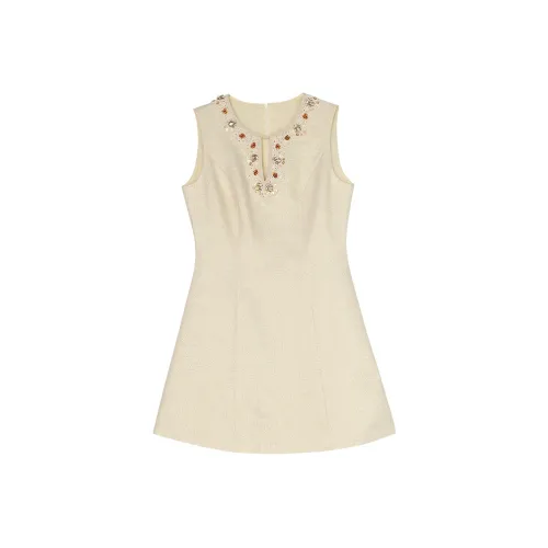Summer Hooray Embroidery Rhinestone Sequins Cut Out Cinched Waist Slimming Chanel Inspired Dress For Women's Women's